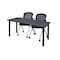 Kee Rectangle Training Table & Chair Set, 72 W, 24 L, 29 H, Wood, Metal, Fabric Top, Grey MT7224GYBPBK23BK - alternate 1